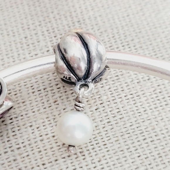 PANDORA purple amethyst mother of pearl beads charm sterling silver bracelet - Picture 7 of 15